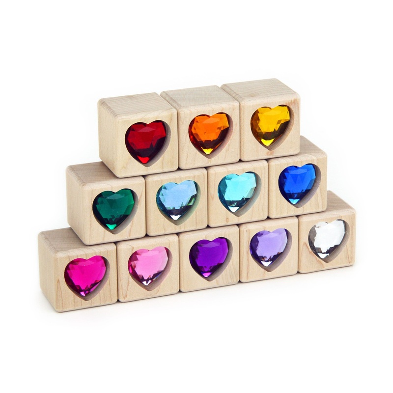 12 pc. Rainbow Hearts Gem Blocks
