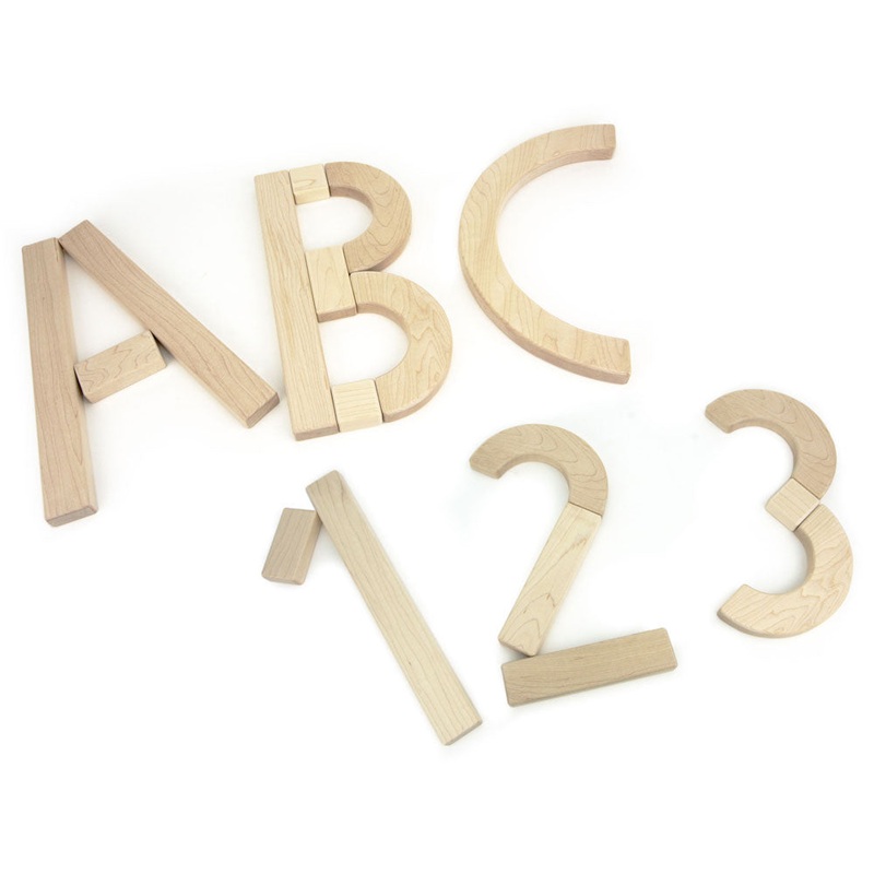 17 pc. Maple Learning Sticks Letter Number & Shape Building Block Set