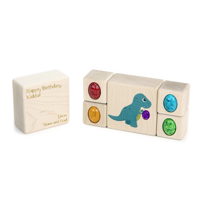 5 pc. T-Rex Dinosaur Gem Message Blocks
