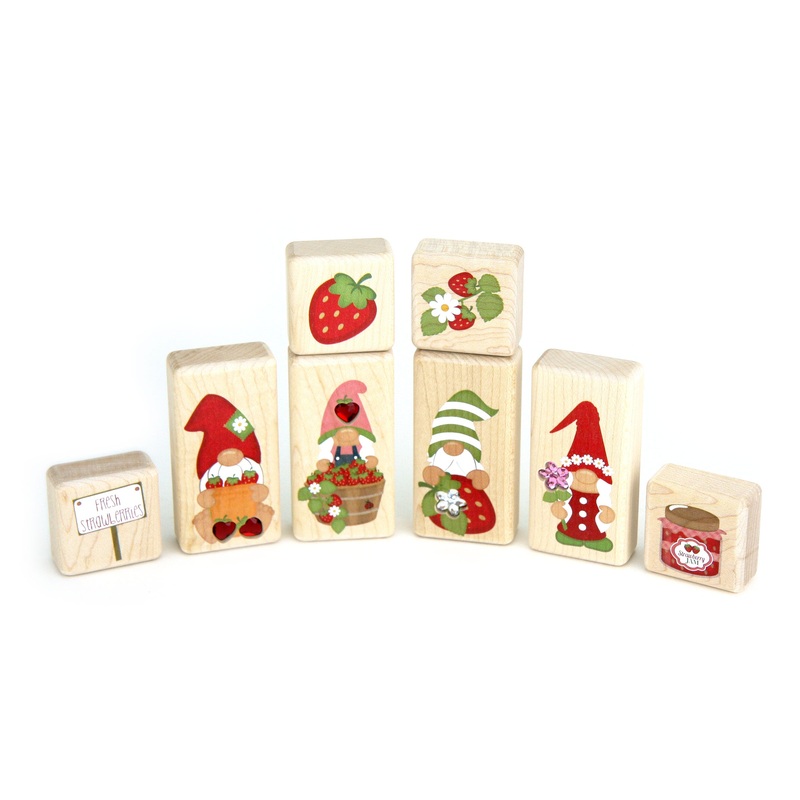 LIMITED! Strawberry Gnomes 8 pc. Gem Block Set