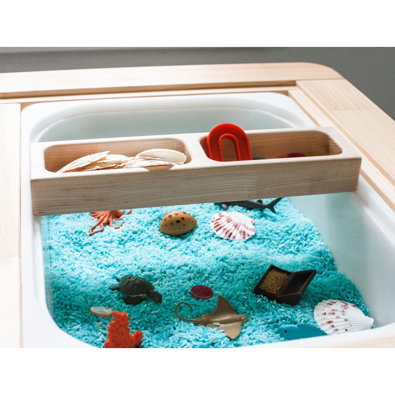 Solid Maple Sensory Bin Organizer