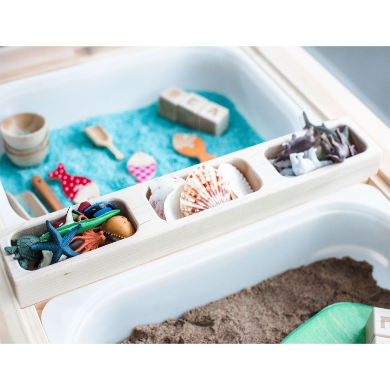 Solid Maple Sensory Table 3-Bin Organizer