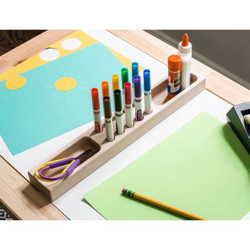 Solid Maple Sensory Table Supply Organizer