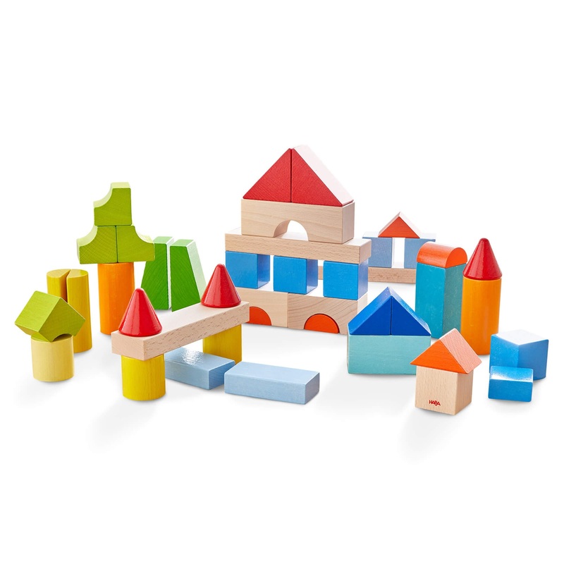 Colored Wooden Building Blocks – 46 Piece Set
