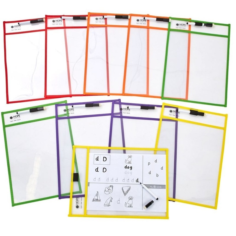 Reusable Wipe-Off Learning Pockets – Pack of 10